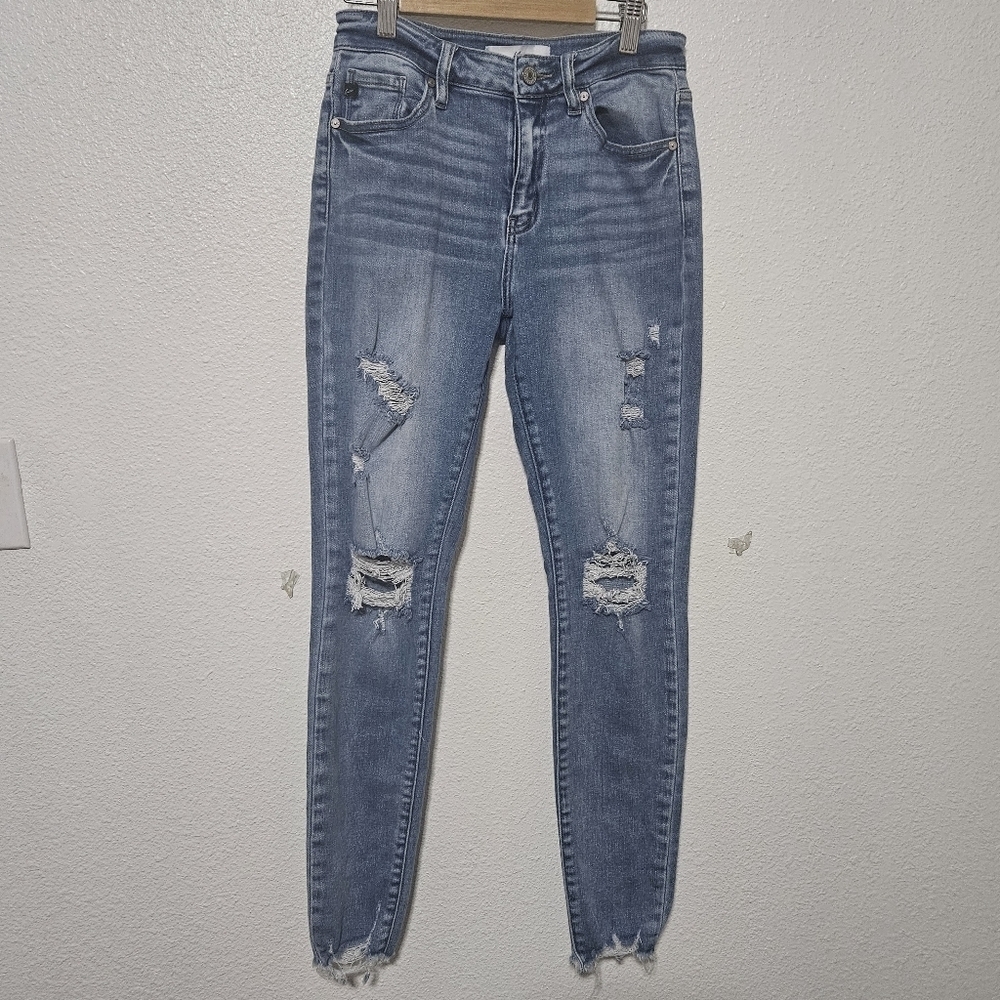 Kancan distressed raw hem skinny jeans size 27